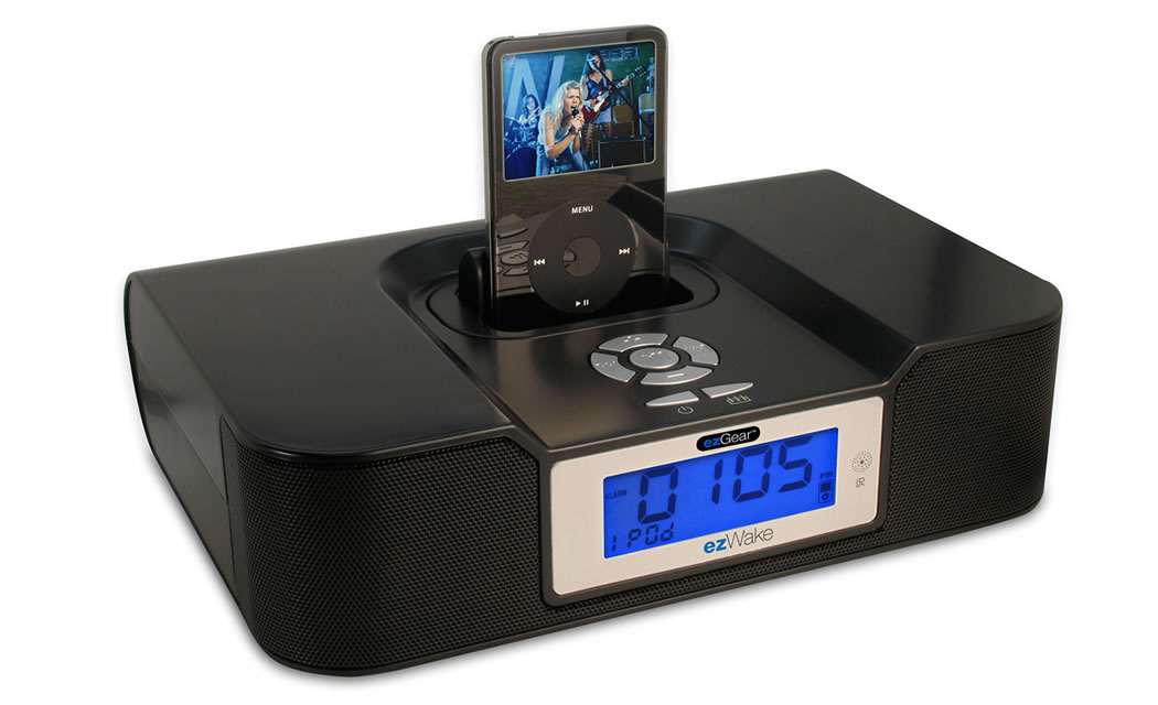 ezGear ezWake Alarm Clock Radio Speakers for iPod