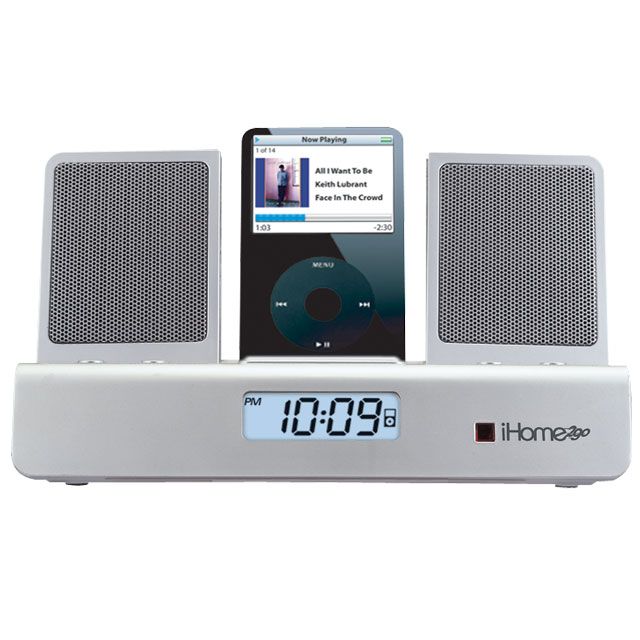 iHome2Go iHome iPod Portable Travel Alarm Clock Silver